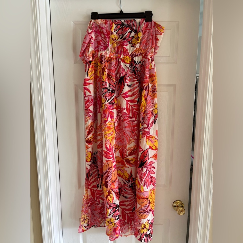 NWT CUPSHE Tropical Floral Strapless Maxi Dress, Size XL - Picture 5 of 6